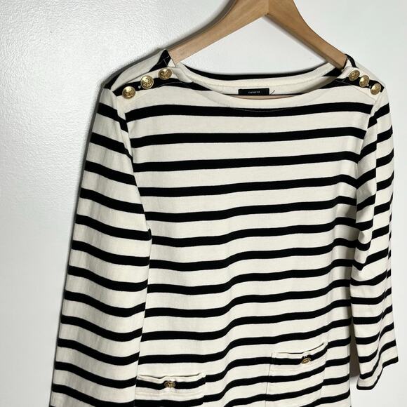 J. Crew Mariner Cloth Mini Shirt Dress XS Cream Black Stripe Nautical Coastal - Picture 5 of 10
